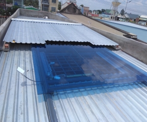 Giếng trời tự động trên mái tôn – Công trình TP Tiền Giang 