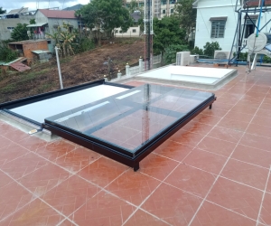 Thi công lắp đặt giếng trời tự động thông minh, Mái kính giếng trời 